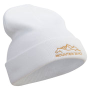 Horse in Mountain Ranch Embroidered 12 Inch Long Knitted Beanie - White OSFM