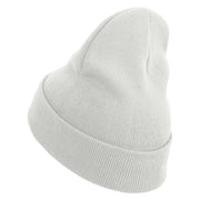 Bang Embroidered 12 Inch Long Knitted Beanie - White OSFM