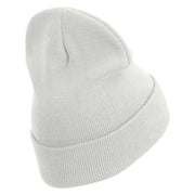 Bang Embroidered 12 Inch Long Knitted Beanie - White OSFM