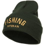 Fishing Veteran Embroidered Long Beanie