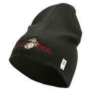 Devil Dog Symbol Embroidered 8 Inch Solid Knit Short Beanie Made in USA - Graphite OSFM