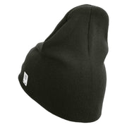 Devil Dog Symbol Embroidered 8 Inch Solid Knit Short Beanie Made in USA - Graphite OSFM