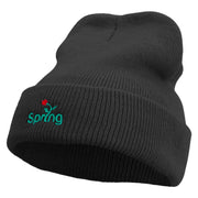 Spring Logo Embroidered Super Stretch Knit Watch Cap Beanie - Black OSFM