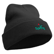 Spring Logo Embroidered Super Stretch Knit Watch Cap Beanie - Black OSFM