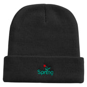 Spring Logo Embroidered Super Stretch Knit Watch Cap Beanie - Black OSFM