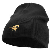 Golden Bird Embroidered 8 Inch Short Beanie - Black OSFM