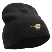 Golden Bird Embroidered 8 Inch Short Beanie - Black OSFM