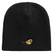 Golden Bird Embroidered 8 Inch Short Beanie - Black OSFM