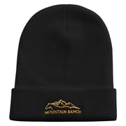 Horse in Mountain Ranch Embroidered 12 Inch Long Knitted Beanie - Black OSFM