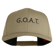 Bold G.O.A.T. Text Embroidered Solid Cotton Twill Pro Style Cap - Khaki OSFM