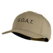 Bold G.O.A.T. Text Embroidered Solid Cotton Twill Pro Style Cap - Khaki OSFM