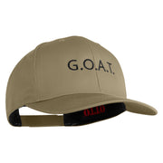 Bold G.O.A.T. Text Embroidered Solid Cotton Twill Pro Style Cap - Khaki OSFM