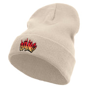 Bang Embroidered 12 Inch Long Knitted Beanie - Birch OSFM