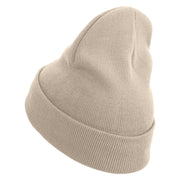Bang Embroidered 12 Inch Long Knitted Beanie - Birch OSFM