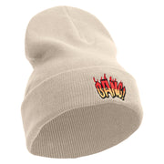 Bang Embroidered 12 Inch Long Knitted Beanie - Birch OSFM