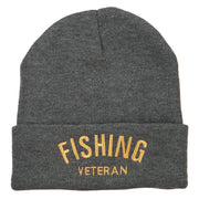 Fishing Veteran Embroidered Long Beanie