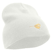 Golden Bird Embroidered 8 Inch Short Beanie - White OSFM