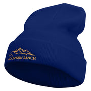 Horse in Mountain Ranch Embroidered 12 Inch Long Knitted Beanie - Royal OSFM