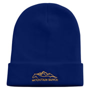 Horse in Mountain Ranch Embroidered 12 Inch Long Knitted Beanie - Royal OSFM