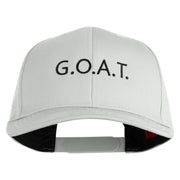 Bold G.O.A.T. Text Embroidered Solid Cotton Twill Pro Style Cap - White OSFM