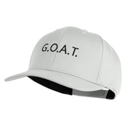 Bold G.O.A.T. Text Embroidered Solid Cotton Twill Pro Style Cap - White OSFM