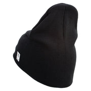Devil Dog Symbol Embroidered 8 Inch Solid Knit Short Beanie Made in USA - Black OSFM