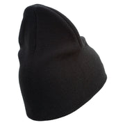 Devil Dog Symbol Embroidered 8 Inch Solid Knit Short Beanie Made in USA - Black OSFM