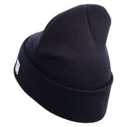 Ooh Rah Logo Embroidered 12 Inch Solid Knit Cuff Long Beanie Made in USA - Navy OSFM