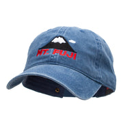 Mt Fuji Embroidered Washed Cotton Brass Buckle Cap