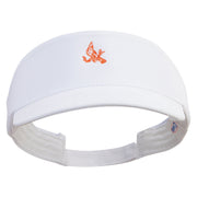 Flamboyant Bird Embroidered Brushed Cotton Sun Visor - White OSFM