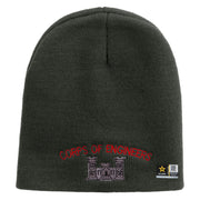 Licensed US Army Corps of Engineers Embroidered 8 Inch Knitted Short Beanie - Dk-Grey OSFM