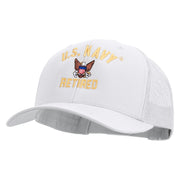 Licensed US Navy Retired Embroidered Retro Trucker Cap - White OSFM