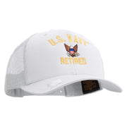 Licensed US Navy Retired Embroidered Retro Trucker Cap - White OSFM