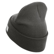 Ooh Rah Logo Embroidered 12 Inch Solid Knit Cuff Long Beanie Made in USA - Charcoal OSFM