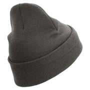 Ooh Rah Logo Embroidered 12 Inch Solid Knit Cuff Long Beanie Made in USA - Charcoal OSFM
