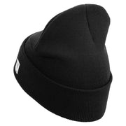 Ooh Rah Logo Embroidered 12 Inch Solid Knit Cuff Long Beanie Made in USA - Black OSFM