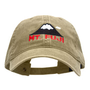 Mt Fuji Embroidered Washed Cotton Brass Buckle Cap