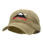 Mt Fuji Embroidered Washed Cotton Brass Buckle Cap