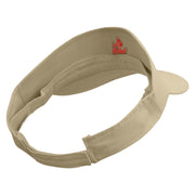 Flamboyant Bird Embroidered Brushed Cotton Sun Visor - Khaki OSFM