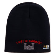 Licensed US Army Corps of Engineers Embroidered 8 Inch Knitted Short Beanie - Navy OSFM