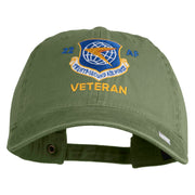 Twenty Second Air Force Veteran Embroidered Washed Solid Pigment Dyed Cotton Twill Brass Buckle Cap - Olive OSFM