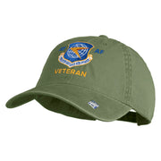 Twenty Second Air Force Veteran Embroidered Washed Solid Pigment Dyed Cotton Twill Brass Buckle Cap - Olive OSFM