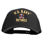 Licensed US Navy Retired Embroidered Retro Trucker Cap - Black OSFM