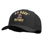 Licensed US Navy Retired Embroidered Retro Trucker Cap - Black OSFM