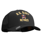 Licensed US Navy Retired Embroidered Retro Trucker Cap - Black OSFM