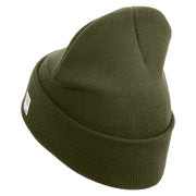 Ooh Rah Logo Embroidered 12 Inch Solid Knit Cuff Long Beanie Made in USA - Olive OSFM