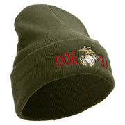 Ooh Rah Logo Embroidered 12 Inch Solid Knit Cuff Long Beanie Made in USA - Olive OSFM