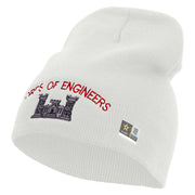 Licensed US Army Corps of Engineers Embroidered 8 Inch Knitted Short Beanie - White OSFM