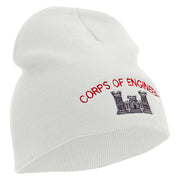 Licensed US Army Corps of Engineers Embroidered 8 Inch Knitted Short Beanie - White OSFM