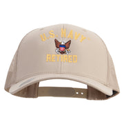 Licensed US Navy Retired Embroidered Retro Trucker Cap - Khaki OSFM